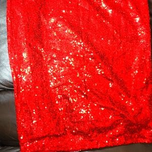 Red sequin skirt